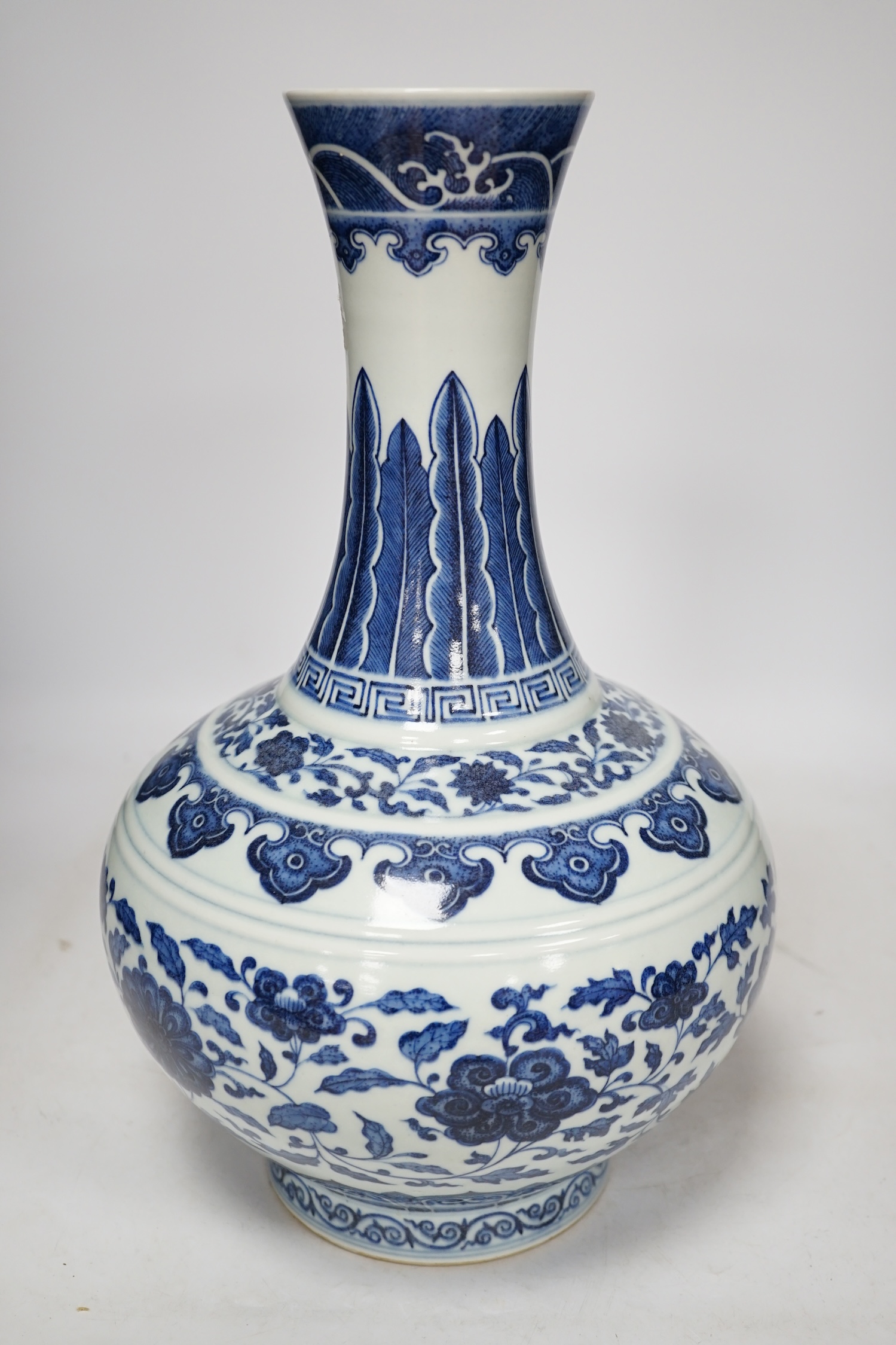 A Chinese blue and white porcelain vase, 38cm high. Condition - good